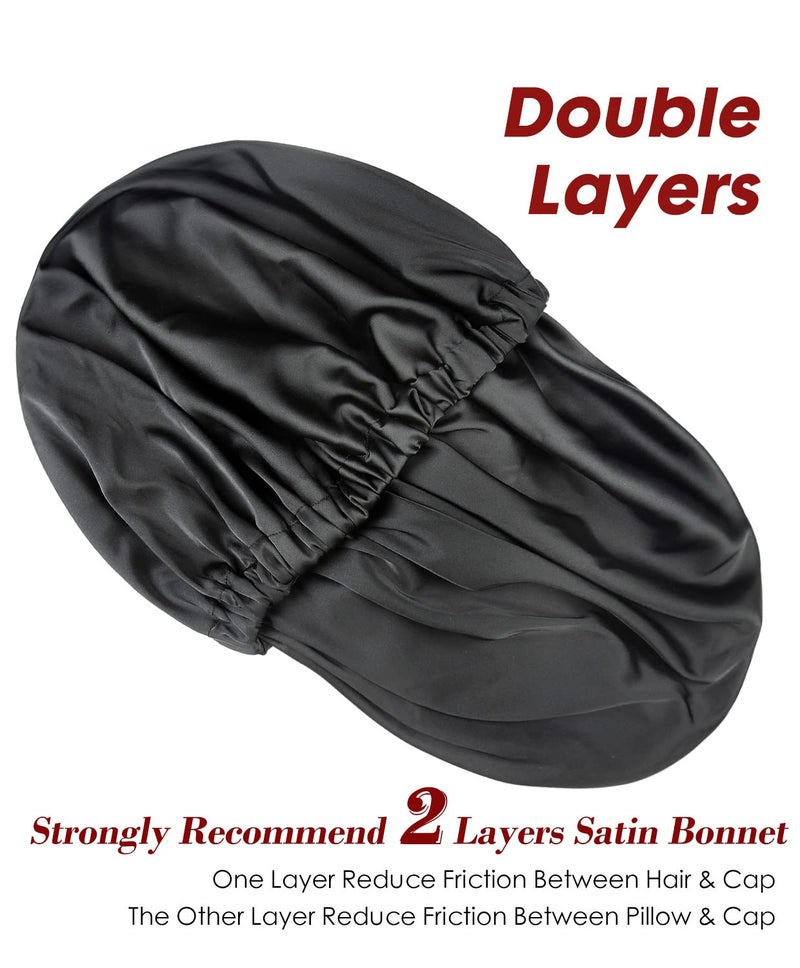 Winitas Satin Lined Cap,Double Layer Sleeping Frizzy Hair Milk - Image 3